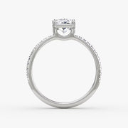 Radiant Cut - Pave Band - Classic Engagement Ring- 14 K Gold